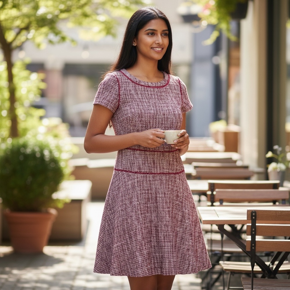 Banana Republic Pink Tweed Midi Dress
